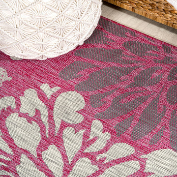 Zinnia Modern Floral Textured Weave Indoor/outdoor Runner Rug